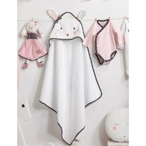 Sortie de bain lapin 75x75cm et gant