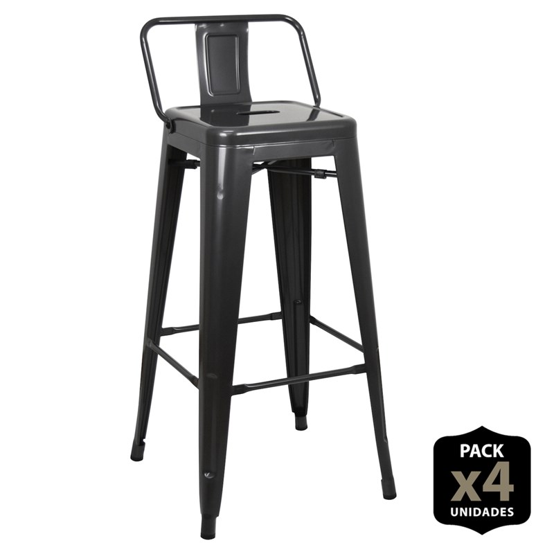 DSMeubles - Lot de 4 tabourets de bar avec dossier