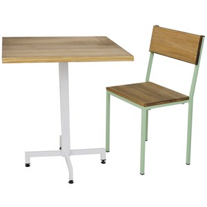 Table bistrot de pied central pin massif