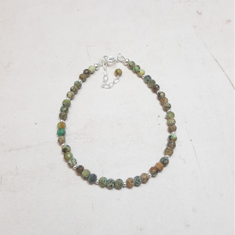 Bracelet en turquoise verte et argent