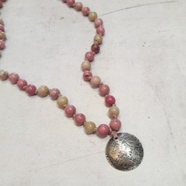 Sautoir mala rhodonite