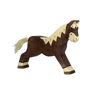 Figurine en bois cheval foncé l holztige