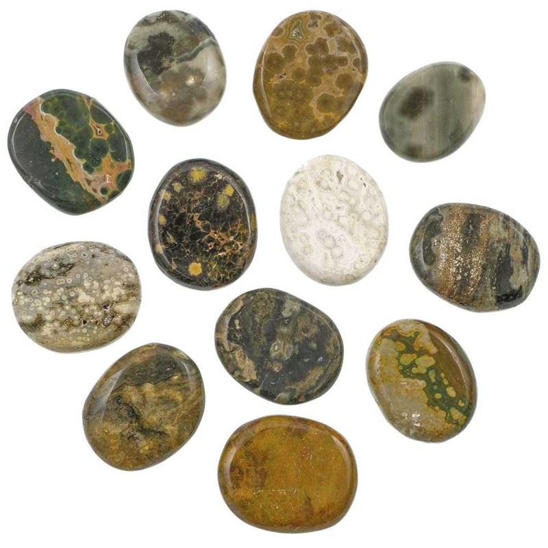 Galet plat jaspe océan - a l'unité