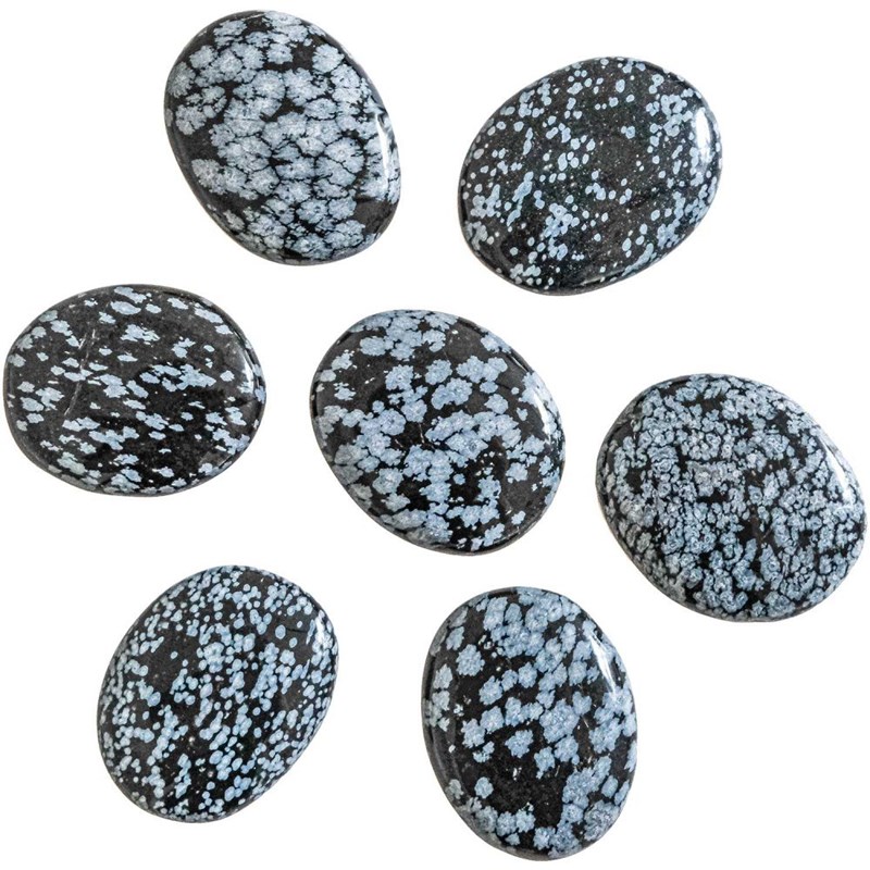 Galet plat obsidienne neige - a l'unité