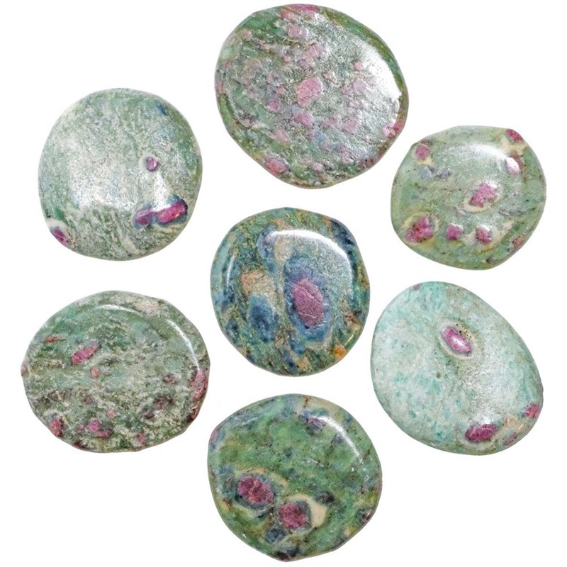 Galet plat fuchsite rubis- a l'unité