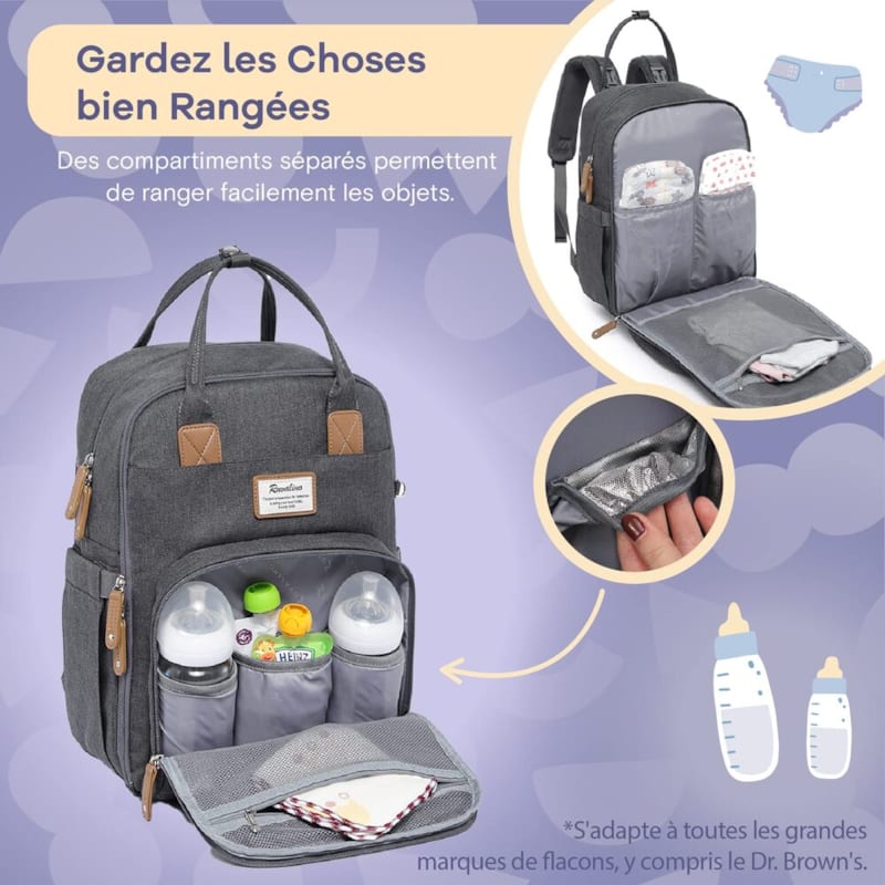 Sac à dos à langer bébé multifonctions (Ruvalino) - Image 3