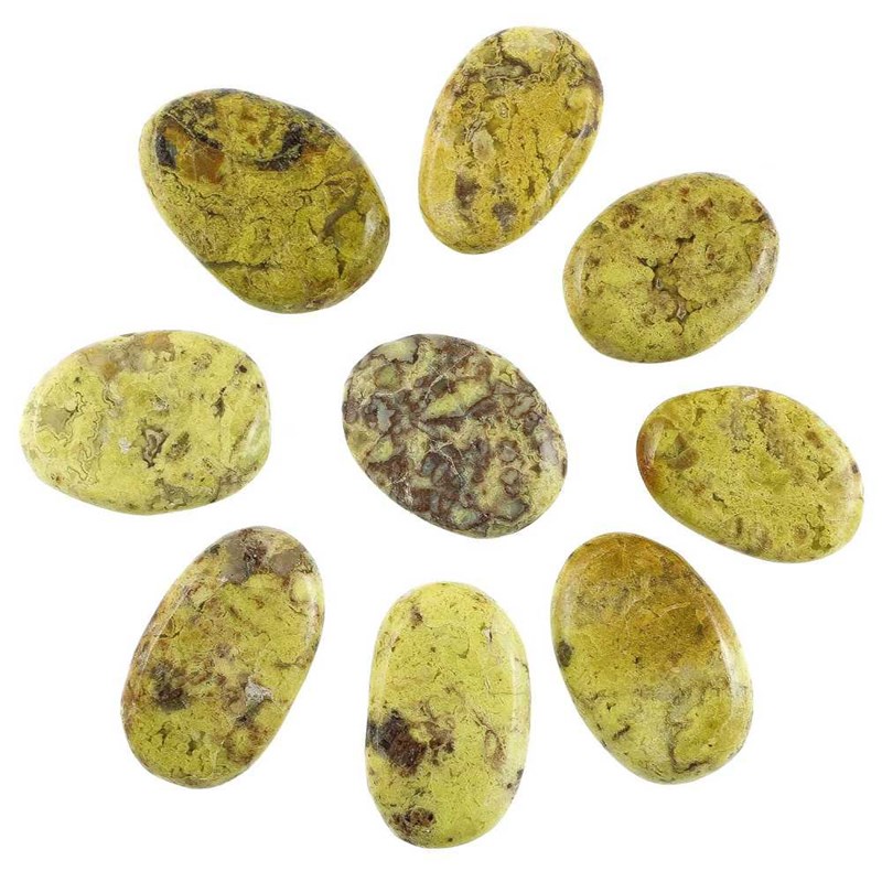 Galet plat opale verte - a l'unité