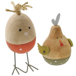 Figurines en bois la poule et son oeuf