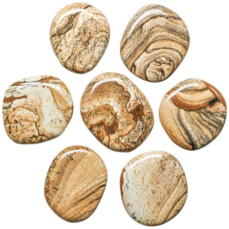 Galet plat jaspe paysage - a l'unité