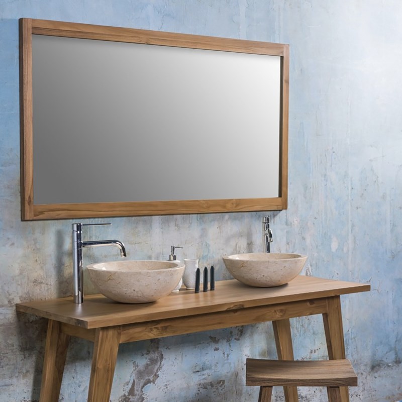 BOIS DESSUS BOIS DESSOUS - Miroir rectangulaire en bois de teck 150