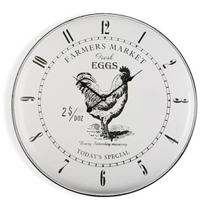 Horloge murale en bois et métal blanc (