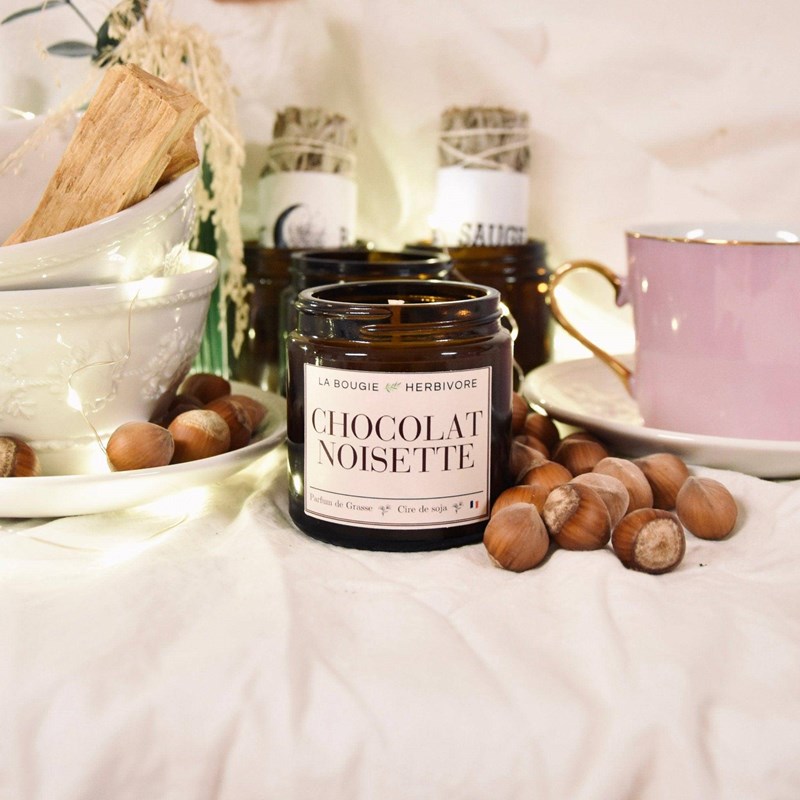 Bougie parfumée chocolat noisettes 90g