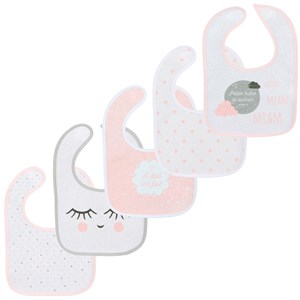 5 bavoirs en tissu - attache