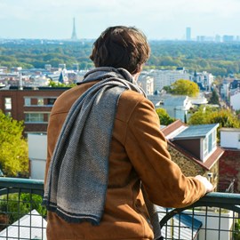 Echarpe cachemire et laine bicolore