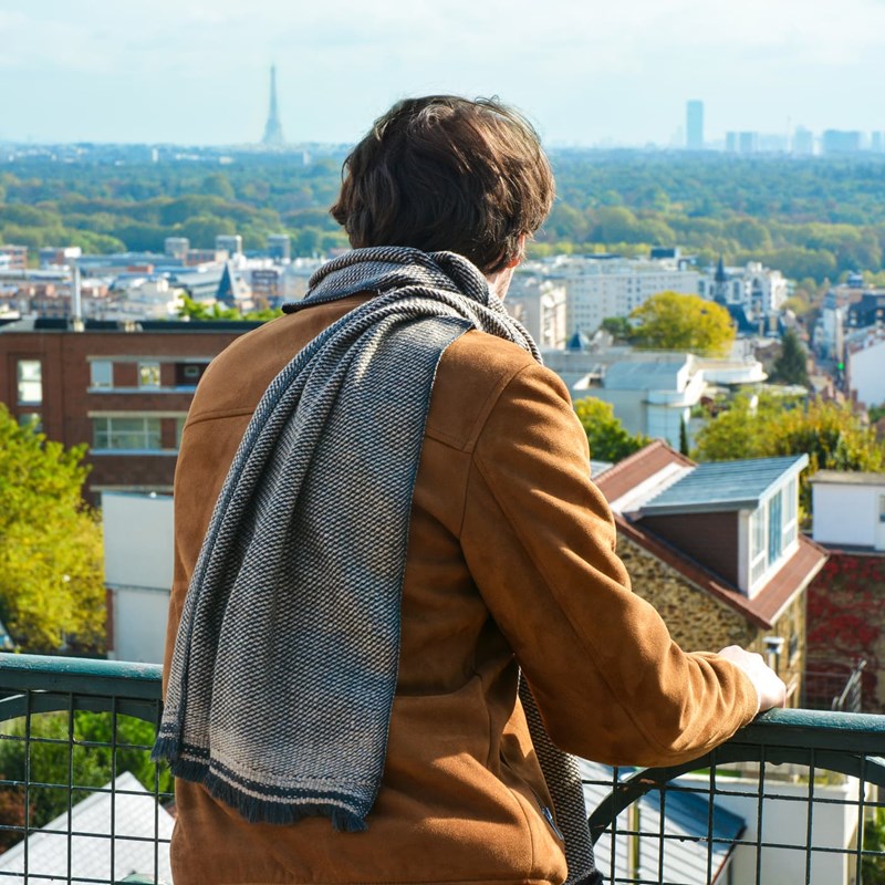 Echarpe cachemire et laine bicolore