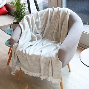 Plaid cachemire et laine gris argenté