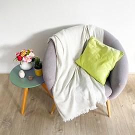 Plaid cachemire et laine beige amande