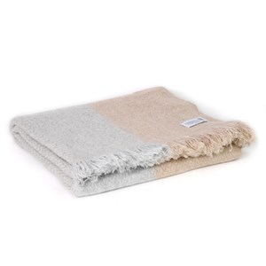 Plaid cachemire et laine gris et camel