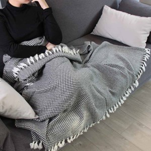 Plaid cachemire et laine gris foncé