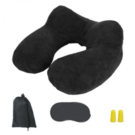 Kit de coussin de voyage gonflable noir