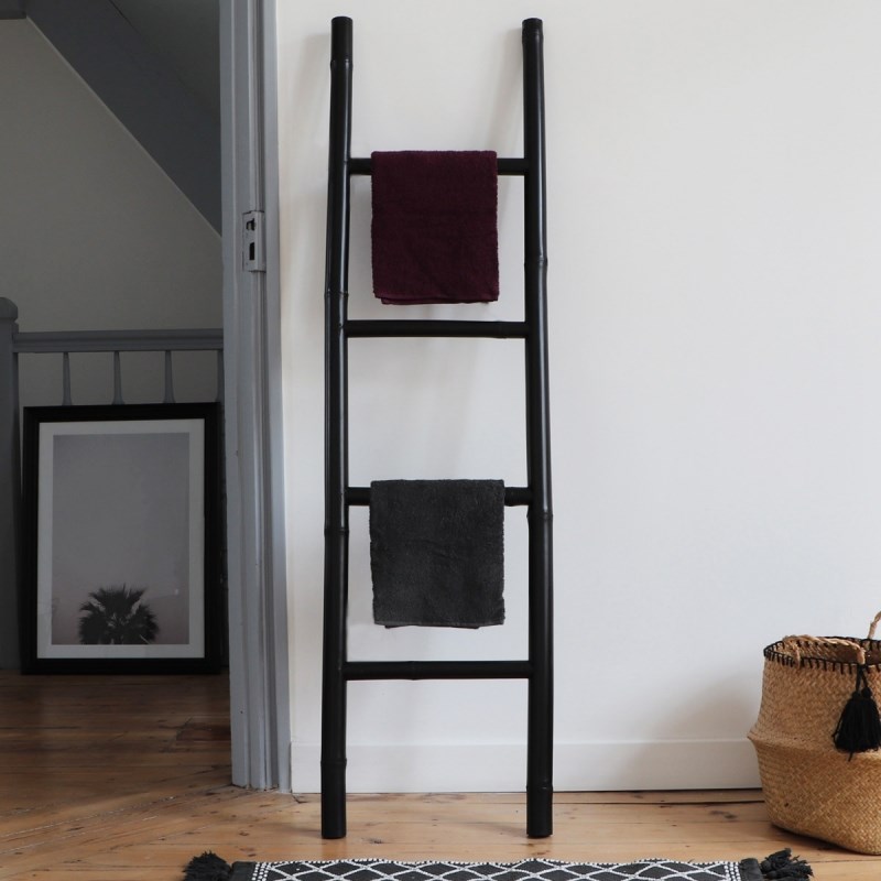 BOIS DESSUS BOIS DESSOUS - Échelle porte serviette bambou noire