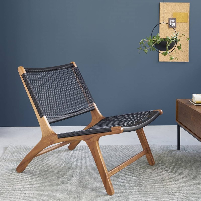 Berah Getah - Fauteuil relax en bois de teck et tissag