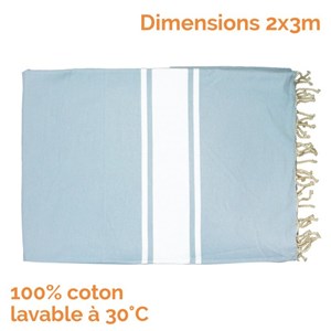 Fouta xxl 2 x 3 m - bleu ciel