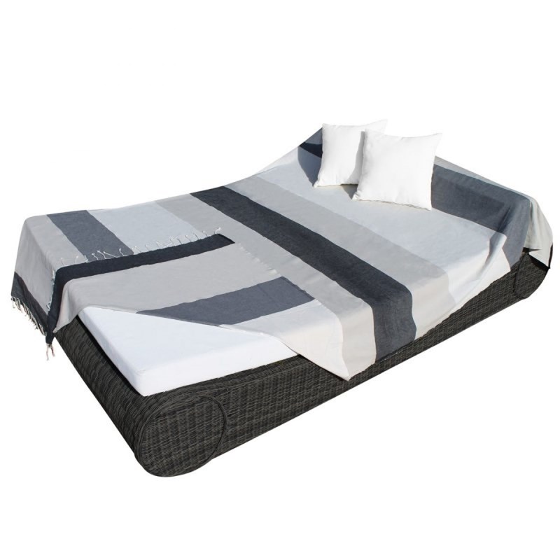 Vivezen - Fouta xxl 2 x 3 m - gris et beige