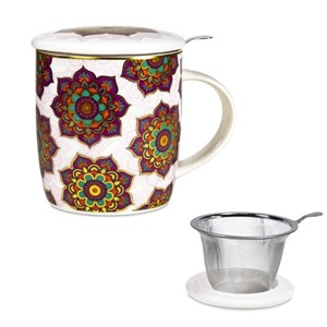 Tasse à thé mug infuseur mandala rouge