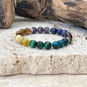 Bracelet chakras en oeil de tigre