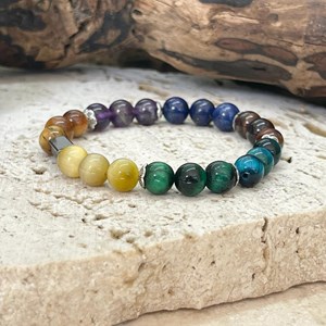 Bracelet chakras en oeil de tigre