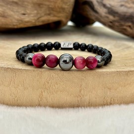 Bracelet protection oeil de tigre rose