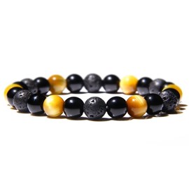 Bracelet triple en œil de tigre jaune