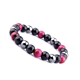 Bracelet écran en œil de tigre rose