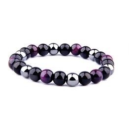 Bracelet écran en œil de tigre violet