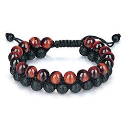 Bracelet tressé en œil de tigre rouge