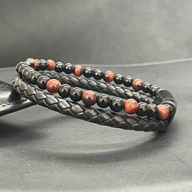 Bracelet courage en œil de tigre rouge