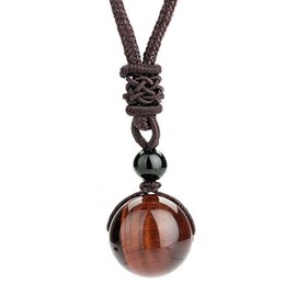 Collier protection en œil de tigre rouge