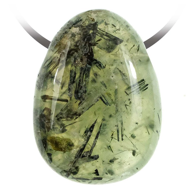 Pendentif goutte préhnite épidote