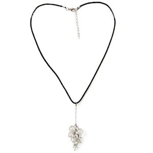 Pendentif grappe cristal roche cordon