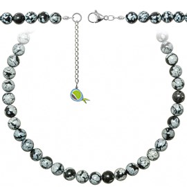 Collier obsidienne neige
