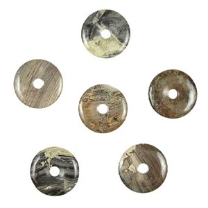 Donut jaspe feuille d'argent 4 cm