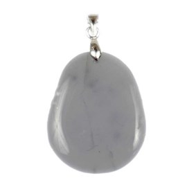 Pendentif pierre plate calcédoine bleue