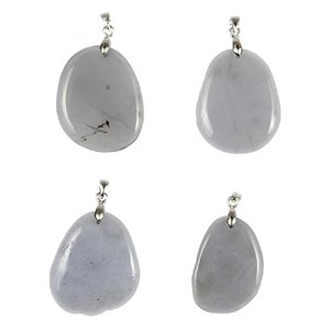 Pendentif pierre plate calcédoine bleue