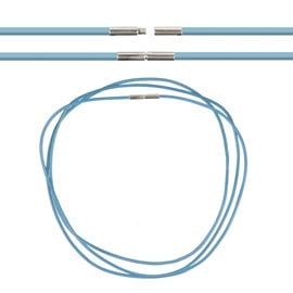 Cordon cuir 38 cm bleu clair