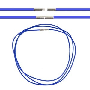 Cordon cuir 46 cm bleu marine