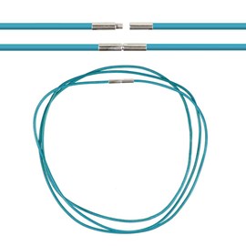 Cordon cuir 46 cm bleu turquoise