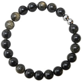 Bracelet obsidienne dorée