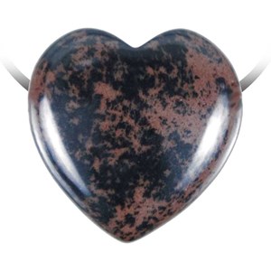 Pendentif coeur obsidienne acajou
