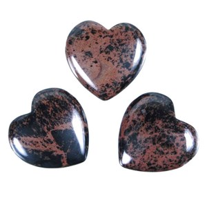 Pendentif coeur obsidienne acajou